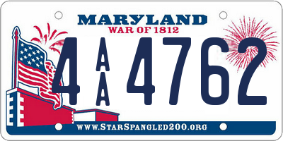 MD license plate 4AA4762