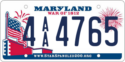 MD license plate 4AA4765