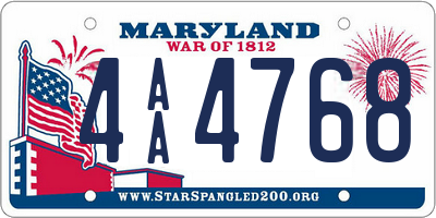 MD license plate 4AA4768