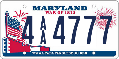 MD license plate 4AA4777