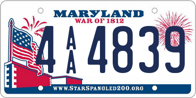 MD license plate 4AA4839