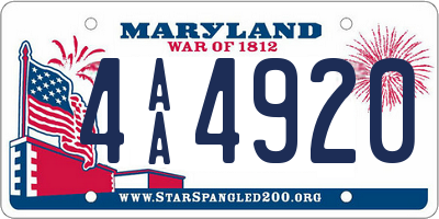 MD license plate 4AA4920