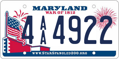 MD license plate 4AA4922