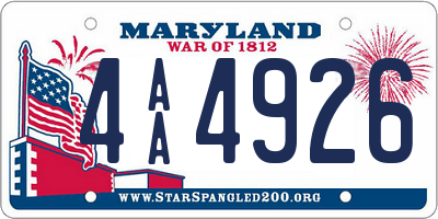 MD license plate 4AA4926