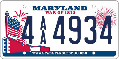 MD license plate 4AA4934