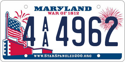 MD license plate 4AA4962
