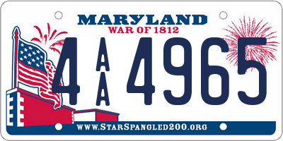 MD license plate 4AA4965