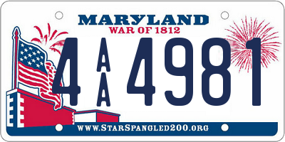 MD license plate 4AA4981