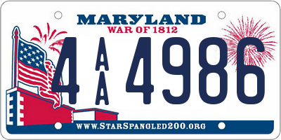 MD license plate 4AA4986