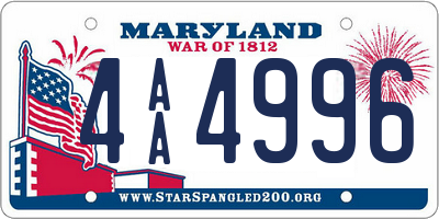 MD license plate 4AA4996