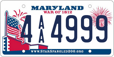 MD license plate 4AA4999