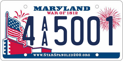 MD license plate 4AA5001