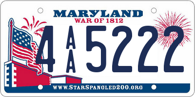 MD license plate 4AA5222