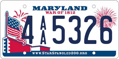 MD license plate 4AA5326