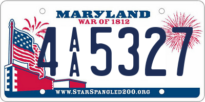 MD license plate 4AA5327