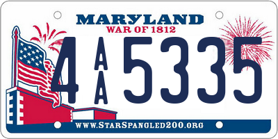 MD license plate 4AA5335