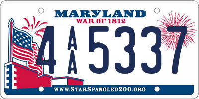 MD license plate 4AA5337