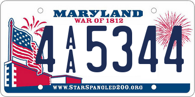 MD license plate 4AA5344