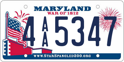 MD license plate 4AA5347