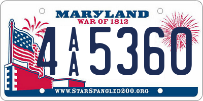 MD license plate 4AA5360