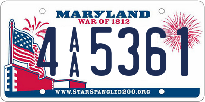 MD license plate 4AA5361