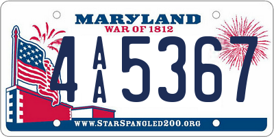 MD license plate 4AA5367