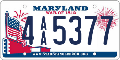 MD license plate 4AA5377