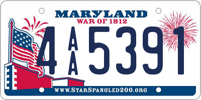 MD license plate 4AA5391