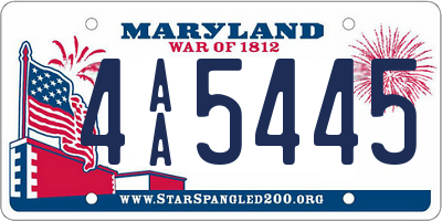 MD license plate 4AA5445