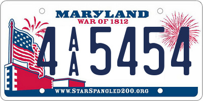 MD license plate 4AA5454