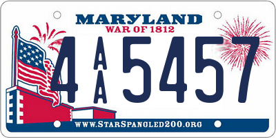 MD license plate 4AA5457