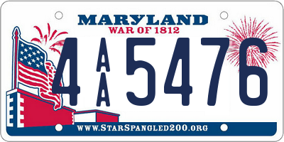 MD license plate 4AA5476