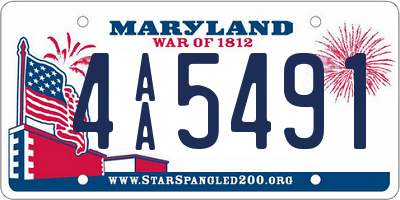 MD license plate 4AA5491