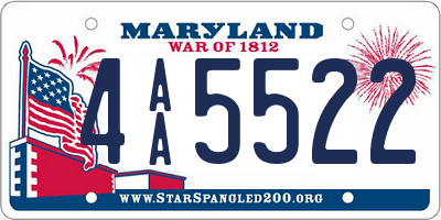 MD license plate 4AA5522