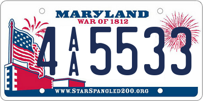 MD license plate 4AA5533