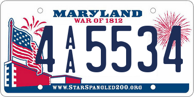 MD license plate 4AA5534