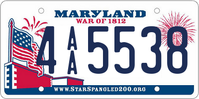 MD license plate 4AA5538