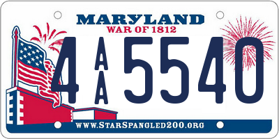 MD license plate 4AA5540