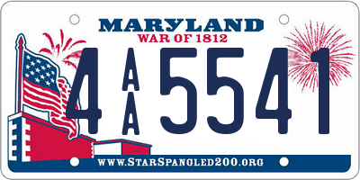 MD license plate 4AA5541