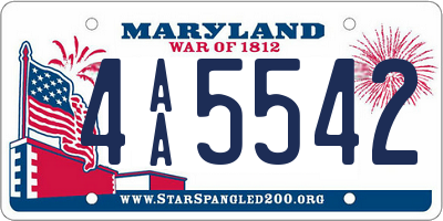 MD license plate 4AA5542