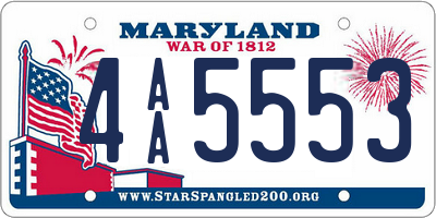 MD license plate 4AA5553