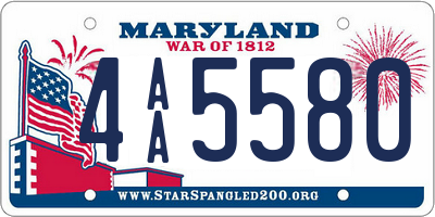 MD license plate 4AA5580