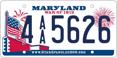 MD license plate 4AA5626