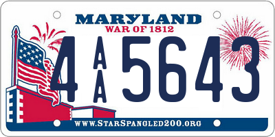 MD license plate 4AA5643