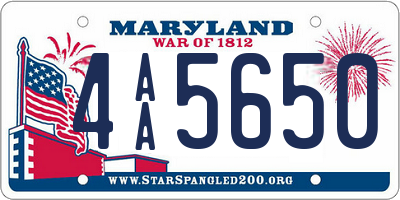 MD license plate 4AA5650