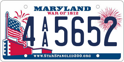 MD license plate 4AA5652