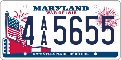 MD license plate 4AA5655