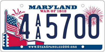 MD license plate 4AA5700