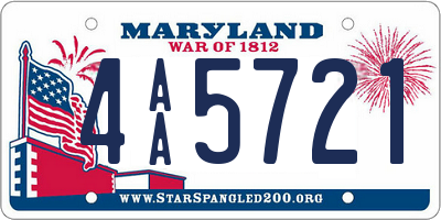 MD license plate 4AA5721