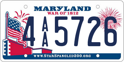 MD license plate 4AA5726